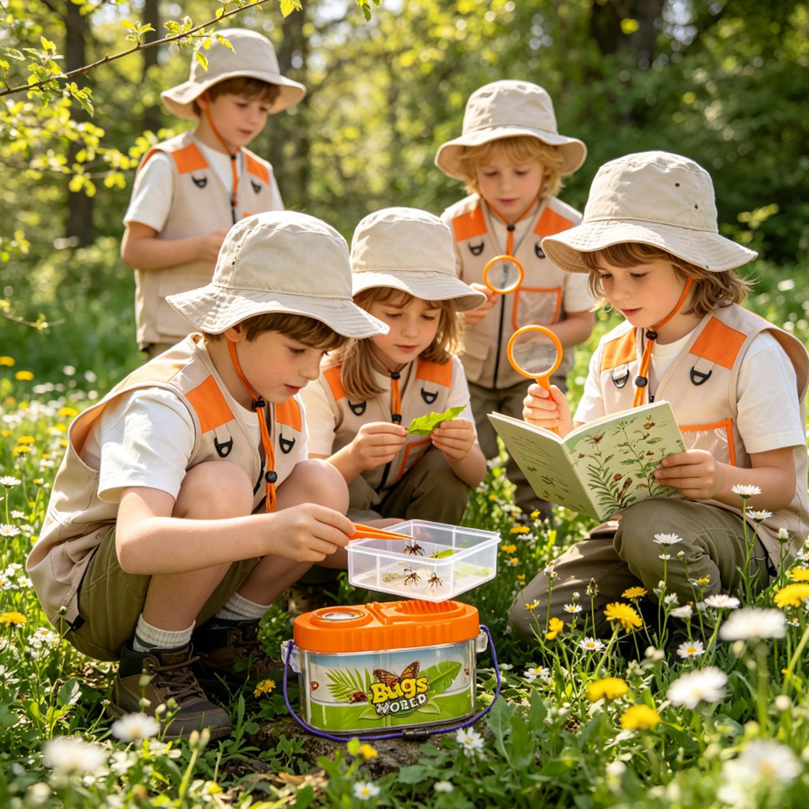 Outdoor Adventure Activities For Kids - 어린이 모험 키트 (확대경 모자 포함)
